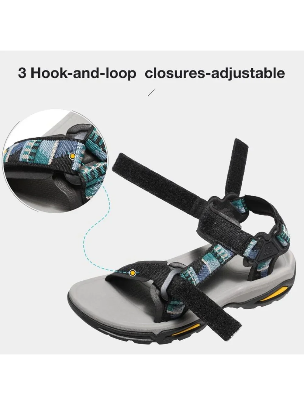 Men's Green Arch Support Open Toe Outdoor Waterproof Hiking Sport Sandal Shoes